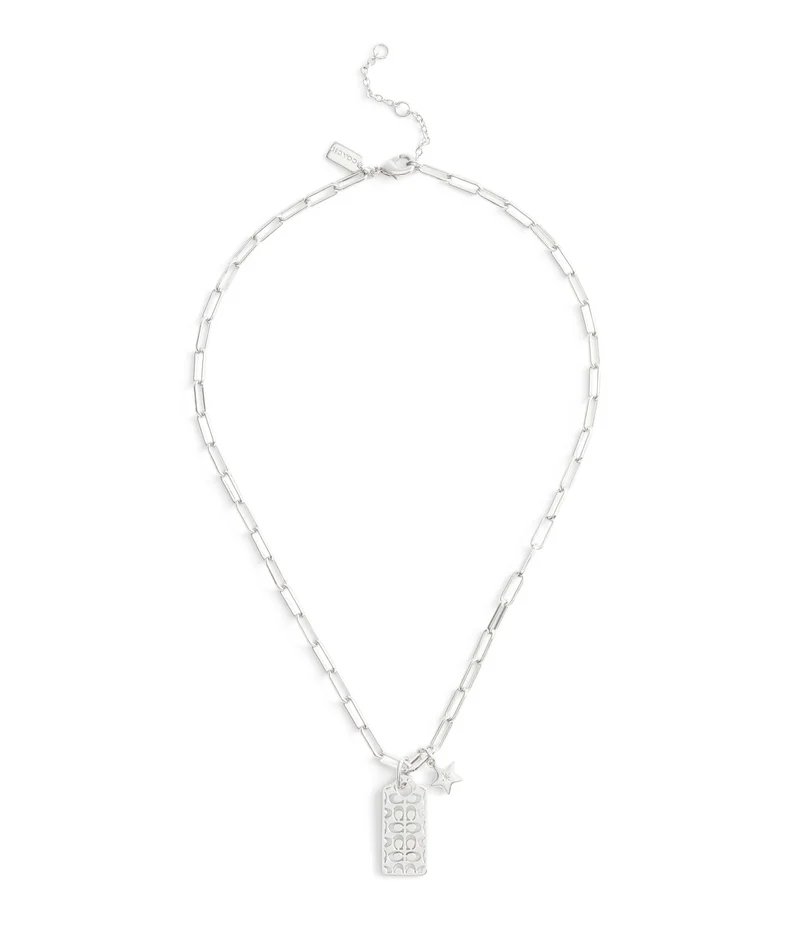 كوتش Signature Quilted Cut Out Hangtag Pendant Necklace